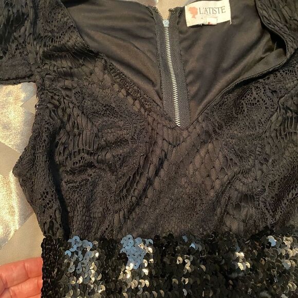 L’Atiste black lace romper with belt, S - Picture 3 of 5